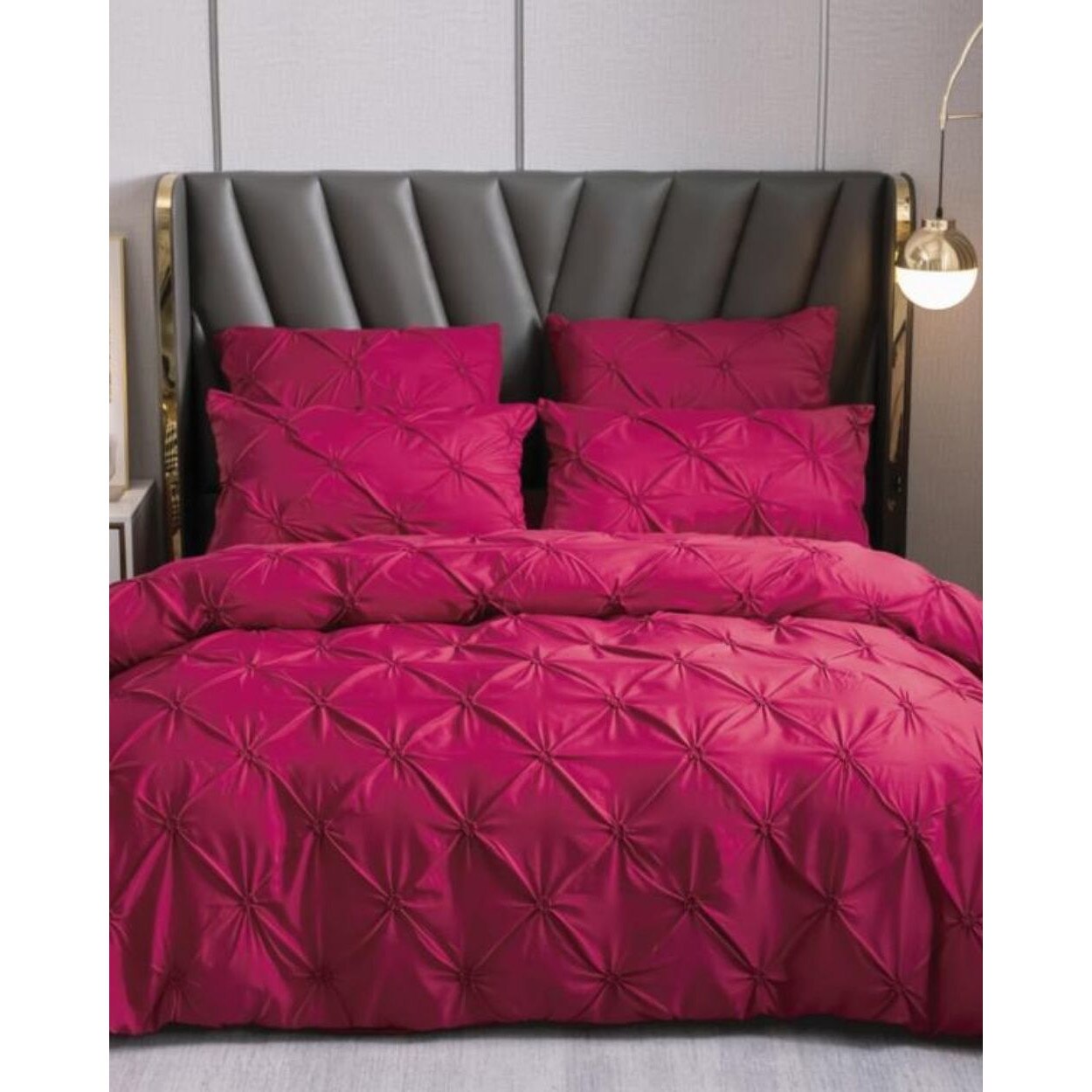 Set Lenjerie de Pat din Finet Superior, 6 Piese, Pat 2 Persoane, Bordo