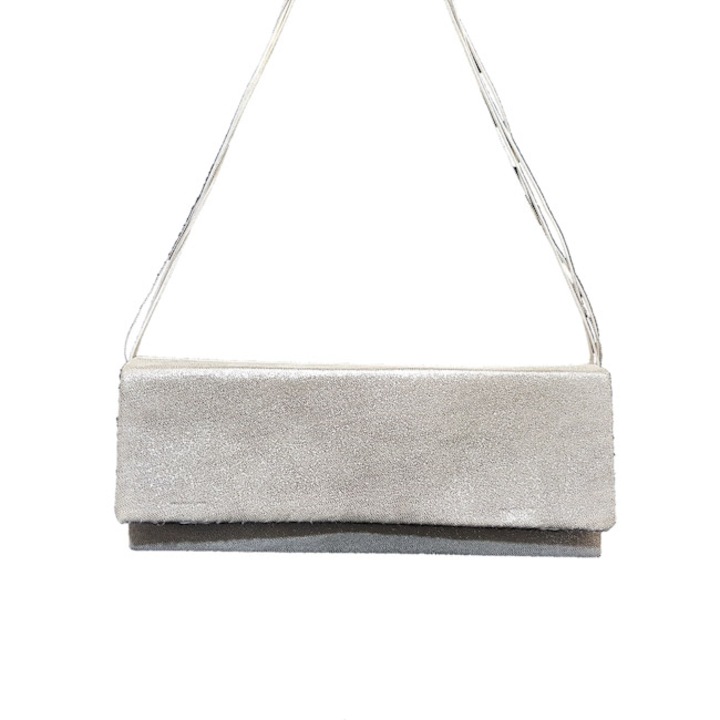 Poseta BrosNor, Unicat, lucrata manual, din piele naturala, Argintiu, 30 x 12 cm