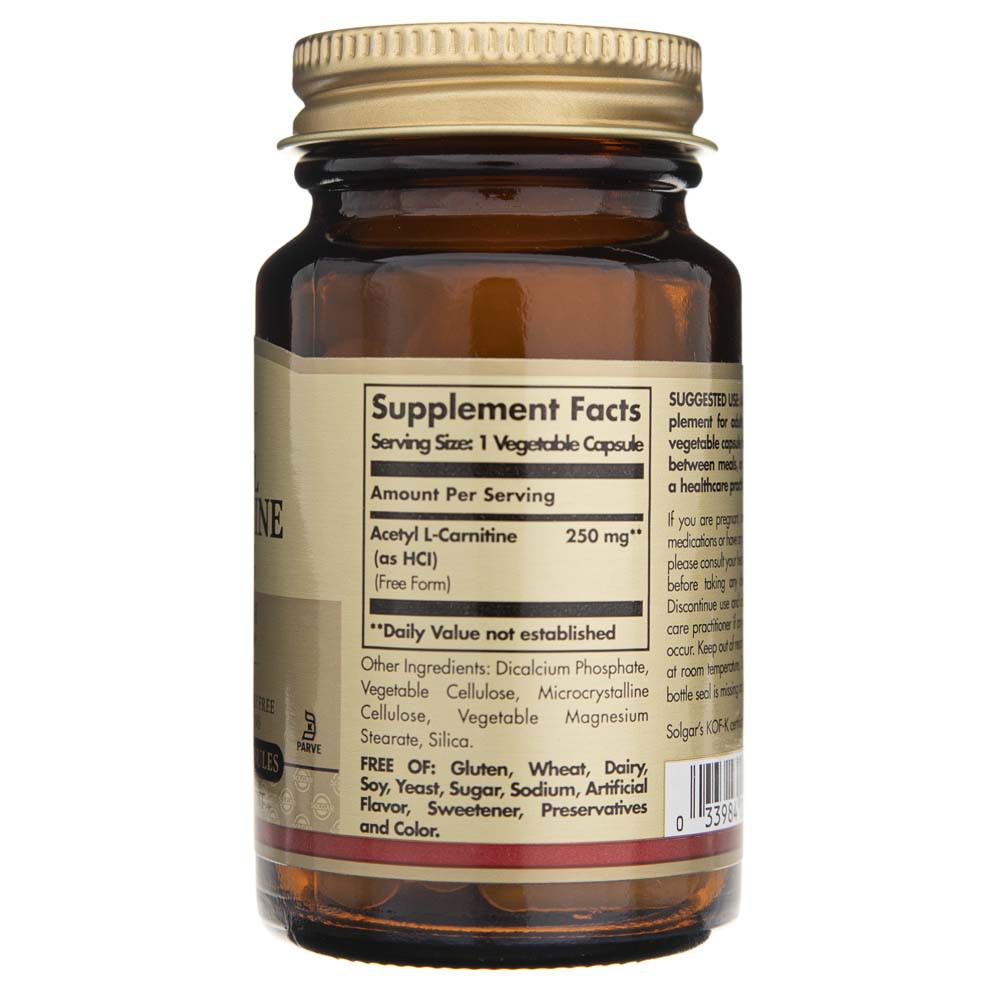 Хранителна добавка Solgar, Acetyl L-Carnitine, 250 mg, 30 капсули