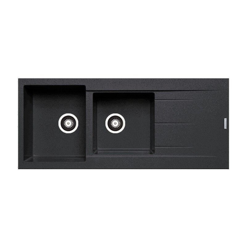 Chiuveta granit Pyramis ALAZIA 1 3/4B 1D 116x50cm reversibila adancime 20cm montare pe blat Pyragranite black