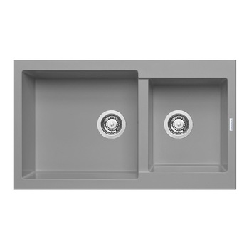 Chiuveta granit Pyramis ALAZIA 1 3/4B 86x50cm cuve inegale adancime 20cm montare pe blat Pyragranite industrial grey Chiuveta granit Pyramis ALAZIA 1 3/4B 86x50cm cuve inegale adancime 20cm montare pe blat Pyragranite industrial grey