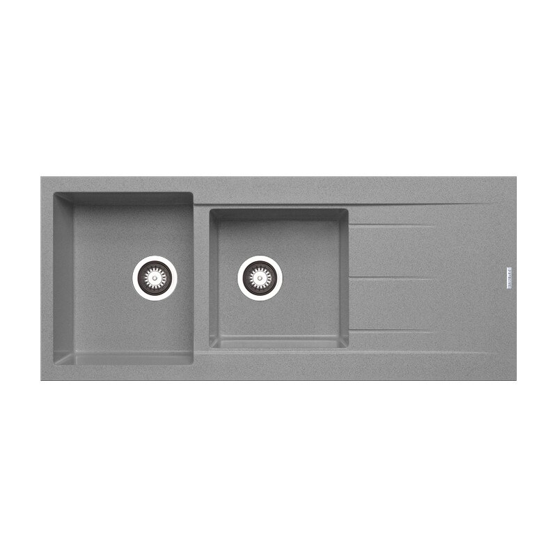 Chiuveta granit Pyramis ALAZIA 1 3/4B 1D 116x50cm reversibila adancime 20cm montare pe blat Pyragranite industrial grey