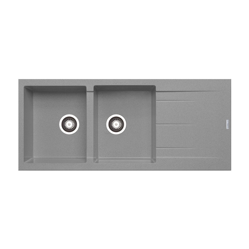 Chiuveta granit Pyramis ALAZIA 2B 1D 116x50cm reversibila adancime 20cm montare pe blat Pyragranite industrial grey