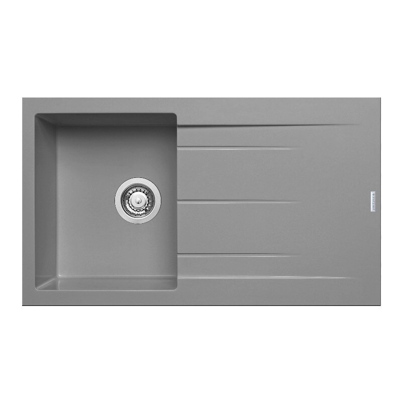 Chiuveta granit Pyramis ALAZIA 1B 1D 86x50cm reversibila adancime 20cm montare pe blat Pyragranite industrial grey