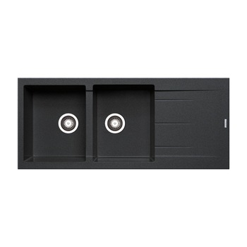 Chiuveta granit Pyramis ALAZIA 2B 1D 116x50cm reversibila adancime 20cm montare pe blat Pyragranite black Chiuveta granit Pyramis ALAZIA 2B 1D 116x50cm reversibila adancime 20cm montare pe blat Pyragranite black