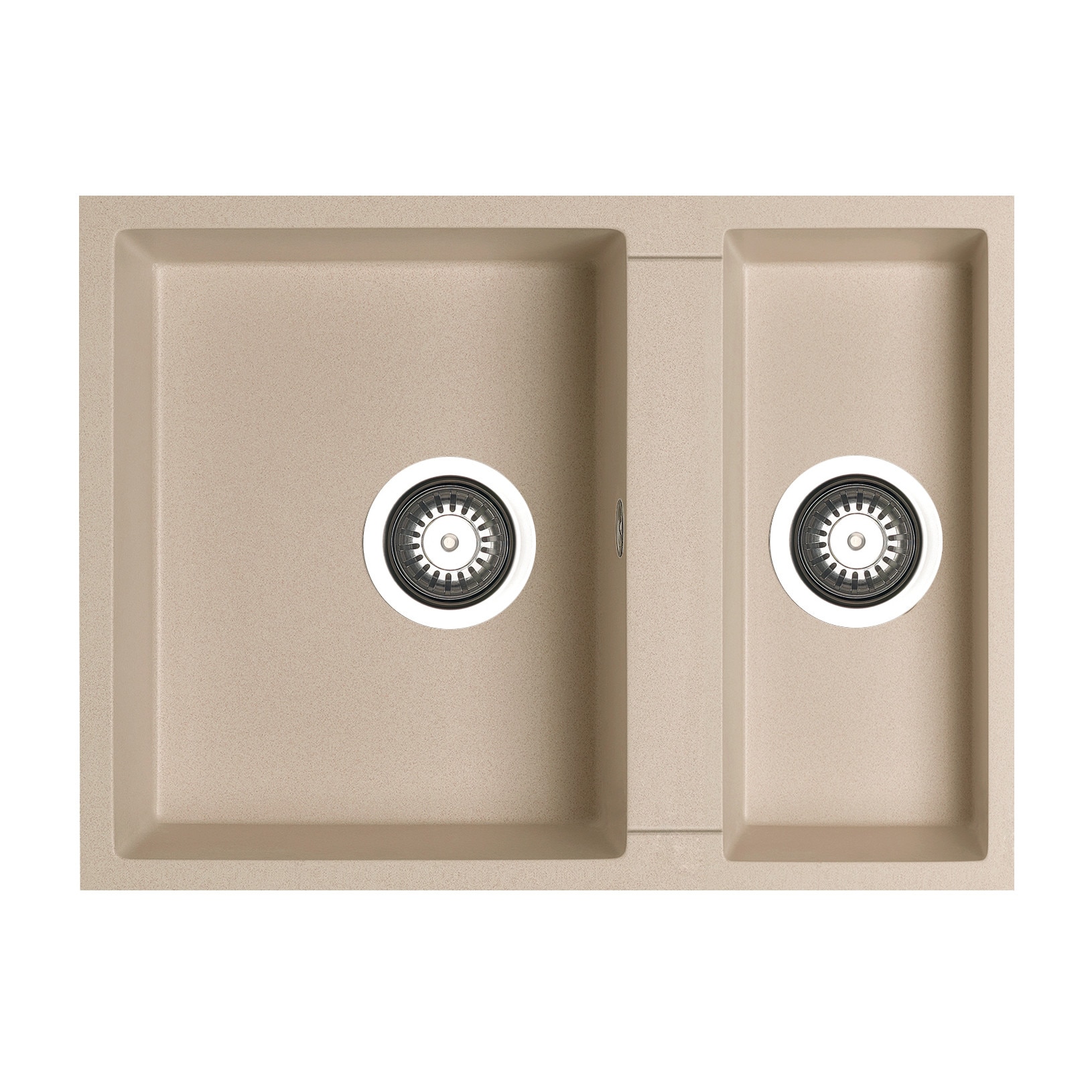 Chiuveta granit Pyramis TETRAGON 1 1/2B 59x44cm cuve inegale adancime 20cm montare sub blat Pyragranite ivory