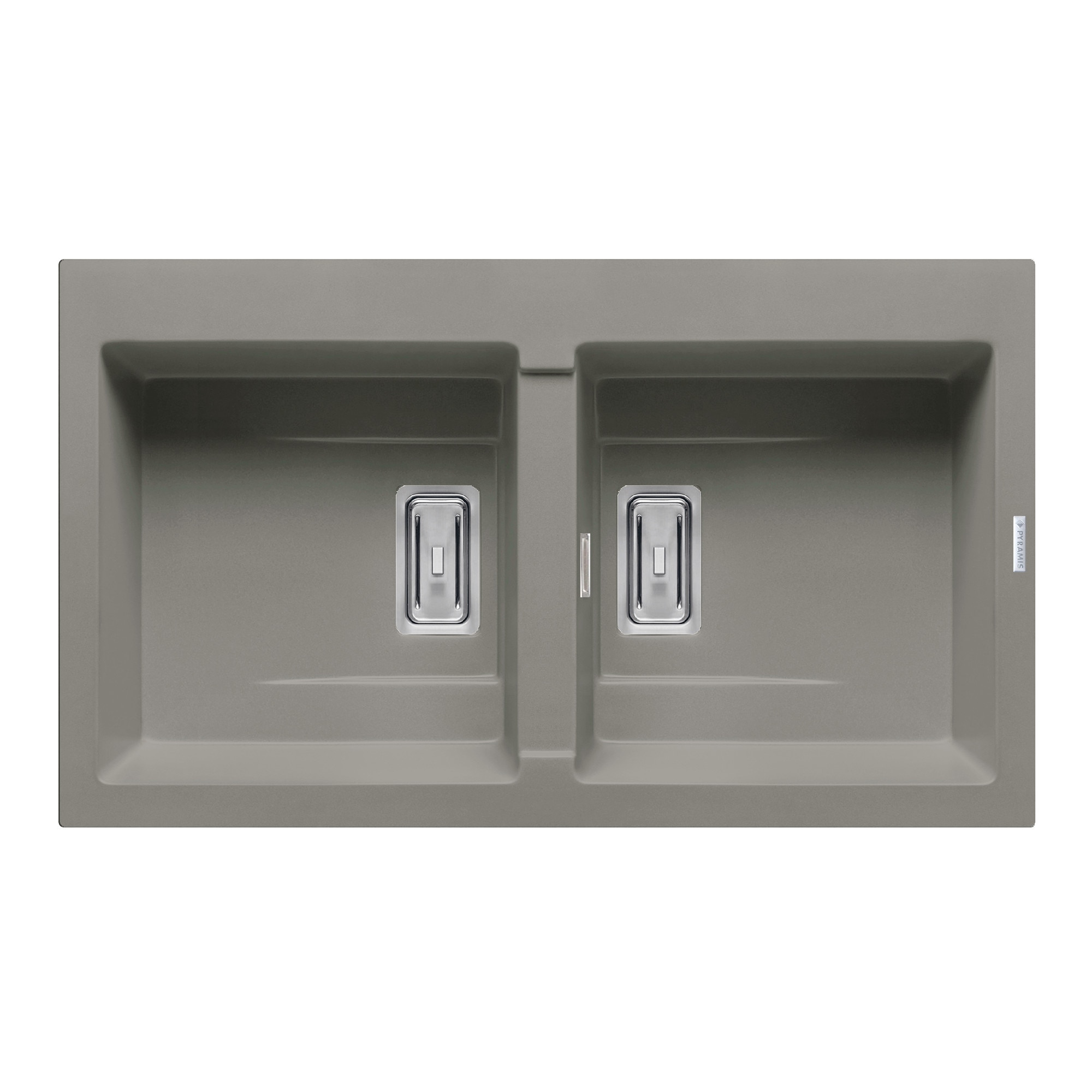 Chiuveta granit Pyramis KARTESIO 2B 86x50cm adancime 20cm valva dreptunghiulara Pyragranite industrial grey