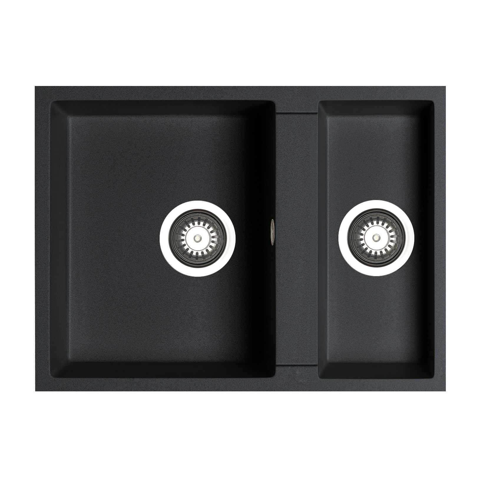 Chiuveta granit Pyramis TETRAGON 1 1/2B 59x44cm cuve inegale adancime 20cm montare sub blat Pyragranite black