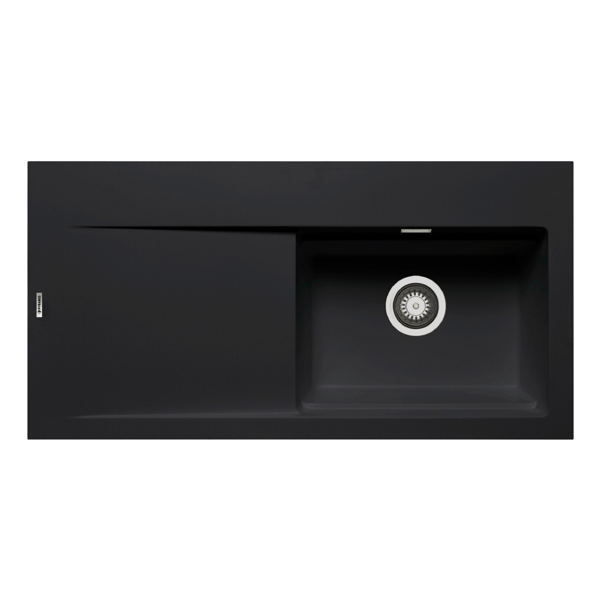Chiuveta granit Pyramis TEKTON 1B1D 100x51cm adancime 21cm cuva dreapta in 2 trepte Pyragranite black