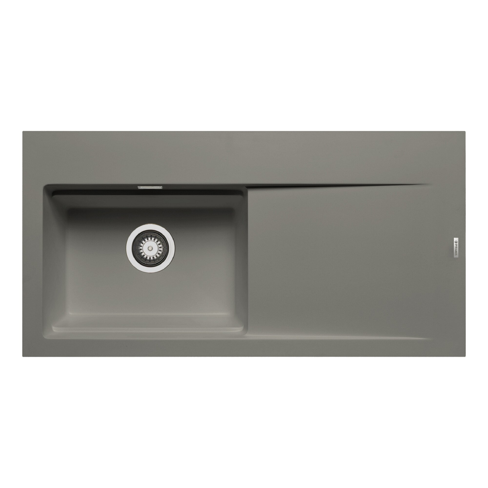 Chiuveta granit Pyramis TEKTON 1B1D 100x51cm adancime 21cm cuva stanga in 2 trepte Pyragranite industrial grey