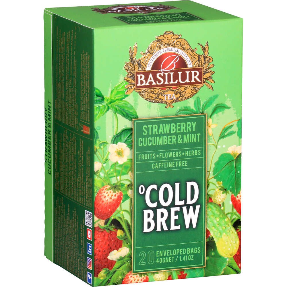 Ceai Amestec Basilur Cold Brew Strawberry, Cucumber Mint, 40gr