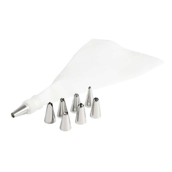 Set decor prajituri 1 punga silicon 25 cm, 8capete Set decor prajituri 1 punga silicon 25 cm, 8capete