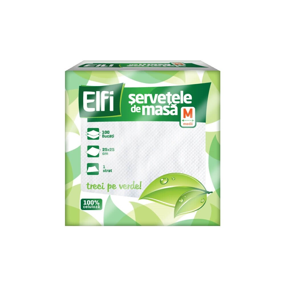Servetele de Masa 1 Straturi, Culoare Alba, 100 Buc/Set, 25x25 cm