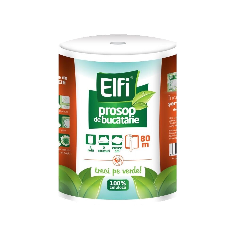 Rola Prosoape de Hartie Elfi, 2 Straturi, 80 m