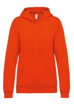 Kariban - női, minta nélküli, kapucnis felnőtt pulóver, Narancssárga, S