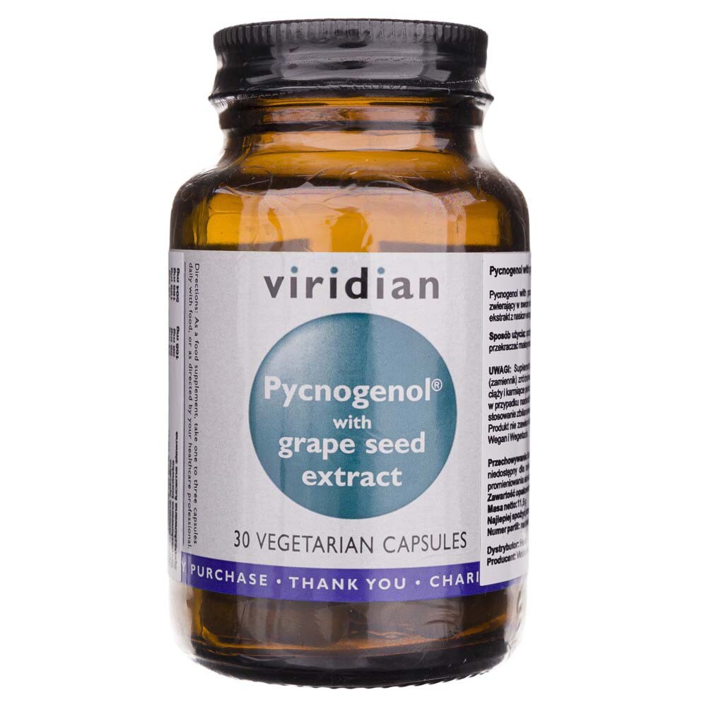 Supliment alimentar Viridian, Pycnogenolcu, Extract de seminte, 30 capsule