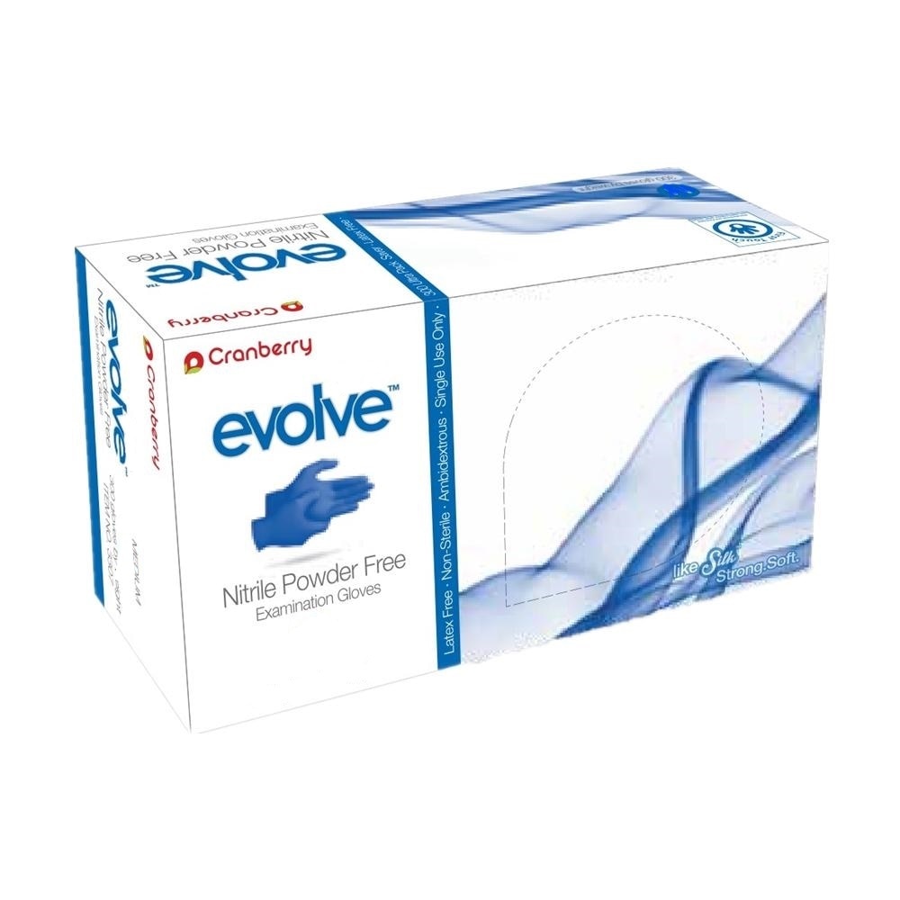 Set 100 bucati Manusi nepudrate Cranberry Evolve, albastre, masura M
