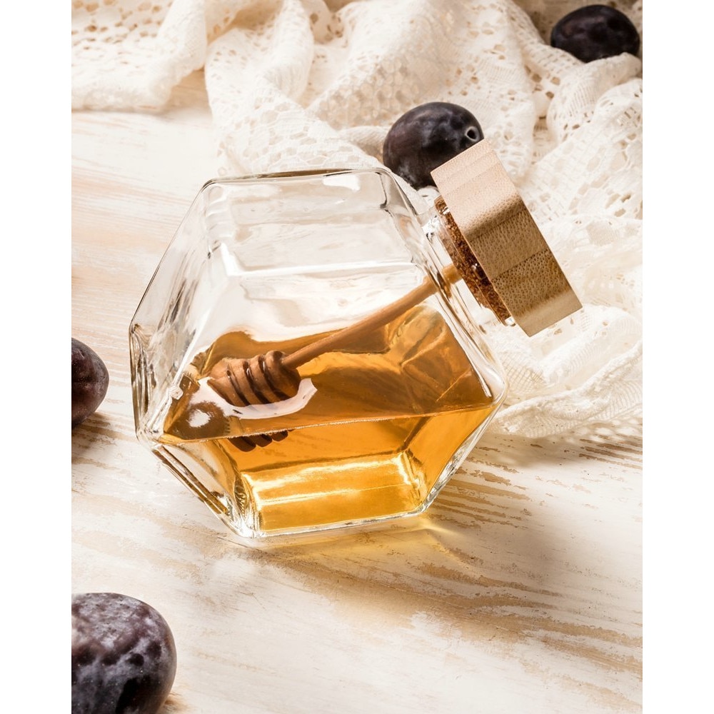 Borcan de miere Cassatex, cu o lingura de lemn