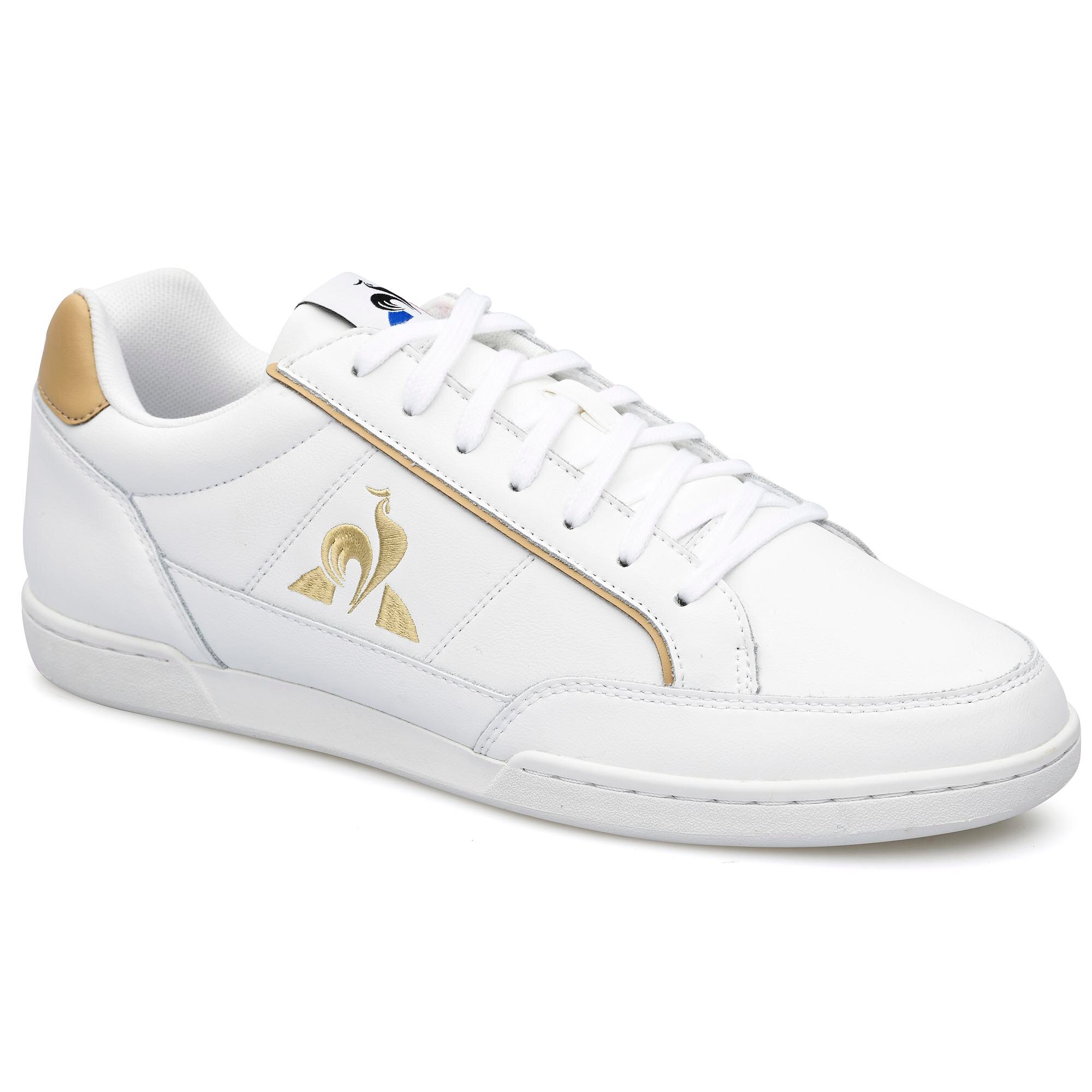 Pantofi sport Le Coq Sportif Tournament, Piele naturala, Alb/Auriu, 45 EU