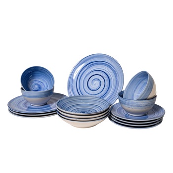 Set Complet Serviciu De Masa, Apa la Valtoare ,16 piese, Cesiro, Albastru Spiralat Set Complet Serviciu De Masa, Apa la Valtoare ,16 piese, Cesiro, Albastru Spiralat