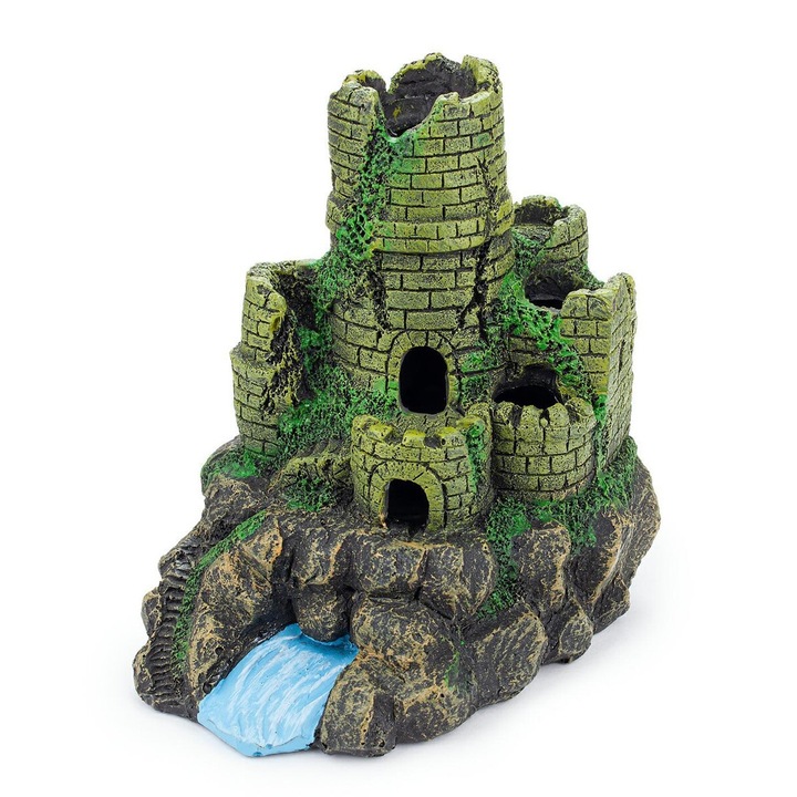 Happet Akvárium Dekoráció Kastély, 18,5 cm, Zöld, R007