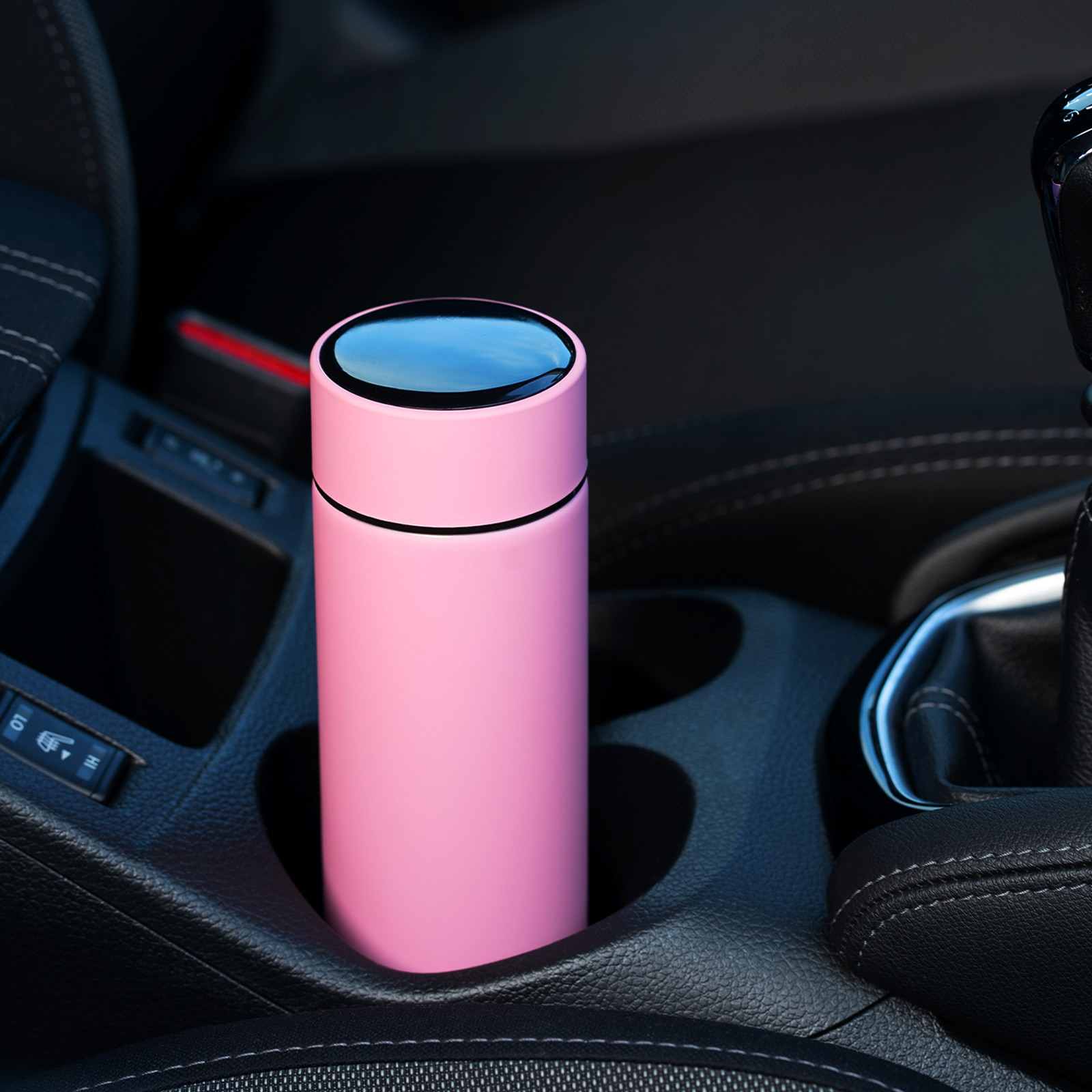 Infuzor Roz Termos Smart Roz mat cu sita infuzor si perete dublu, 500 ml, afisaj ...