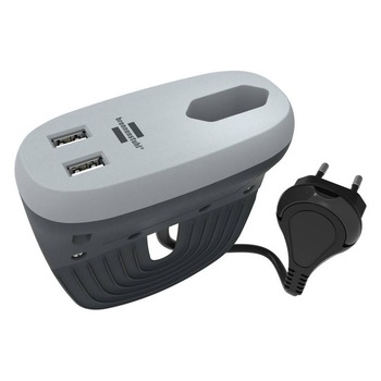 Prelungitor cu o priza si Incarcator 2 X USB A, 2.1A, pentru canapea, gri Prelungitor cu o priza si Incarcator 2 X USB A, 2.1A, pentru canapea, gri