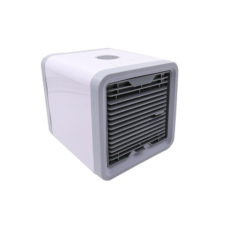 Мини преносим въздушен охладител viMAG, 3 степени, Регулируема посока на въздуха, 7-цветна LED светлина, USB връзка, Бял