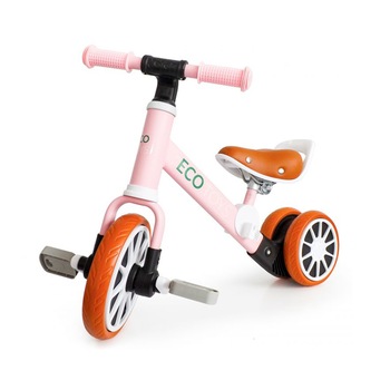 Bicicleta pentru copii 2in1 EcoToys cu/fara pedale, scaun reglabil, 65x49x33 cm, roz Bicicleta pentru copii 2in1 EcoToys cu/fara pedale, scaun reglabil, 65x49x33 cm, roz