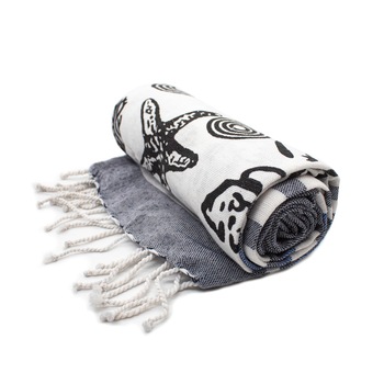 Prosop spa/plaja , 90x180 cm , 100% bumbac , greutate 275g , model stelute de mare , culoare gri navy Prosop spa/plaja , 90x180 cm , 100% bumbac , greutate 275g , model stelute de mare , culoare gri navy