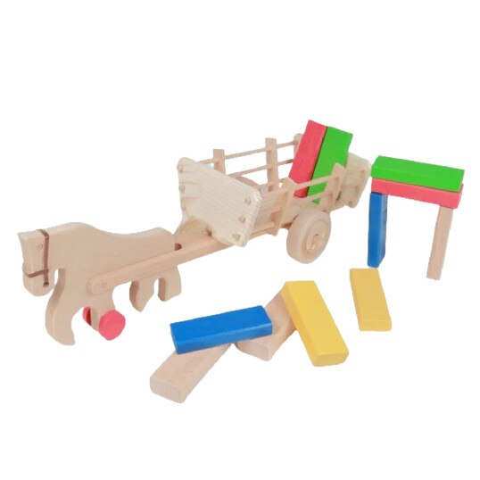 Caruta trasa de cal din lemn, cu cuburi colorate