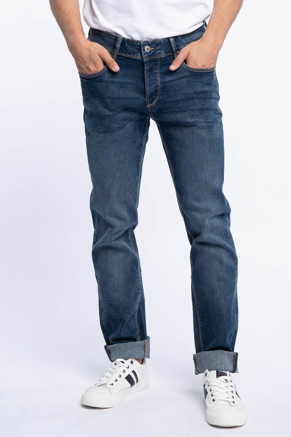 Lee Cooper, Blugi slim fit, Albastru inchis, W30-L32