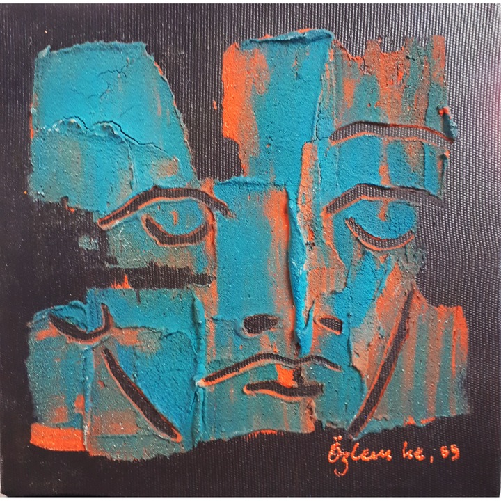 Tablou tehnica mixta "Ramasite ale zilei de ieri - nr 2", realizat manual Ozlem Kalkan Erenus, dimensiune 28 x 28 cm