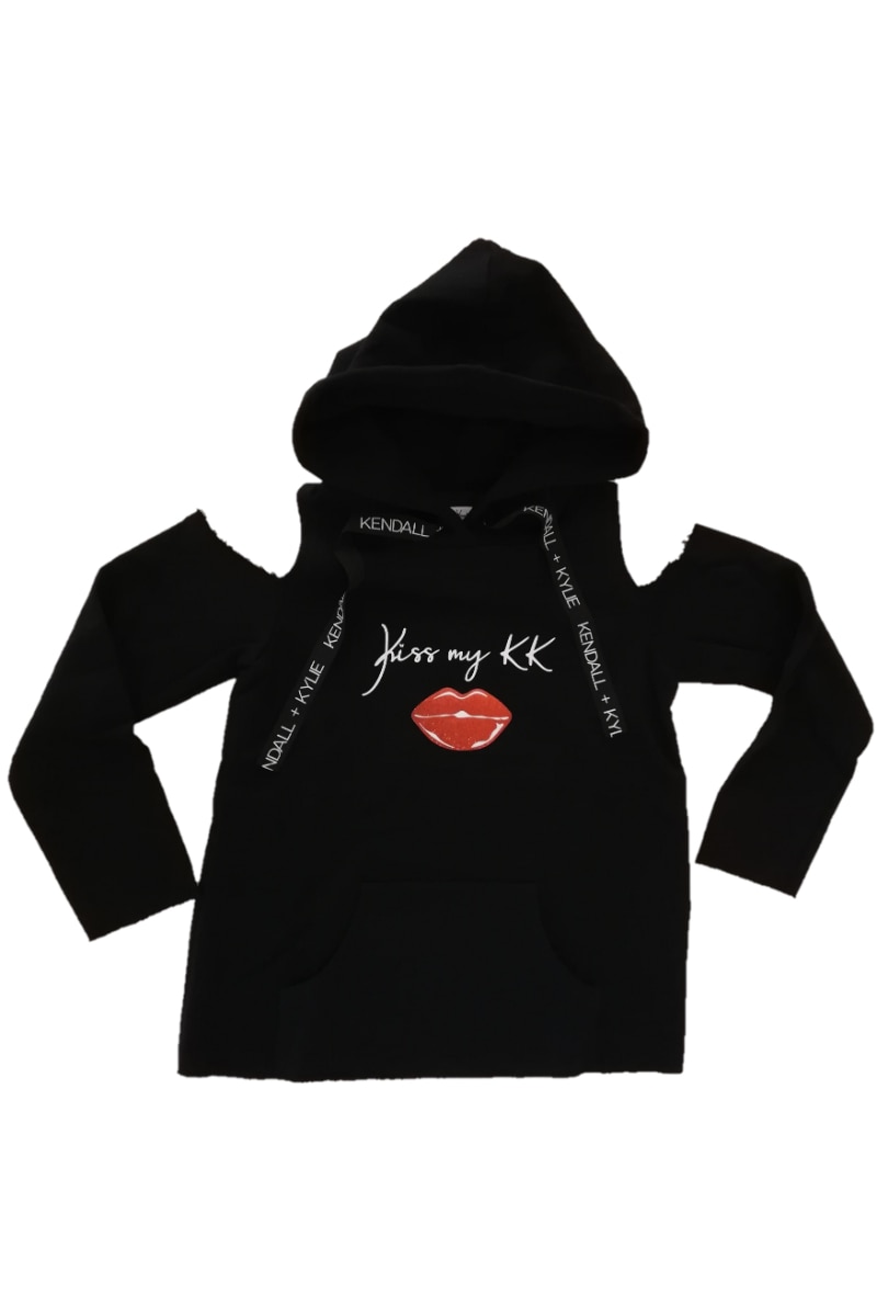 Hanorac KENDALL + KYLIE, Kiss my Lips, Negru, Negru