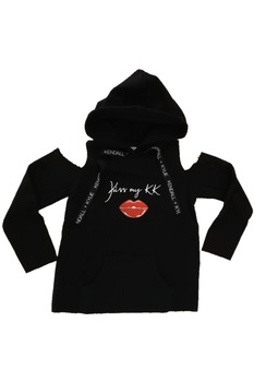Hanorac KENDALL + KYLIE, Kiss my Lips, Negru, Negru Hanorac KENDALL + KYLIE, Kiss my Lips, Negru, Negru