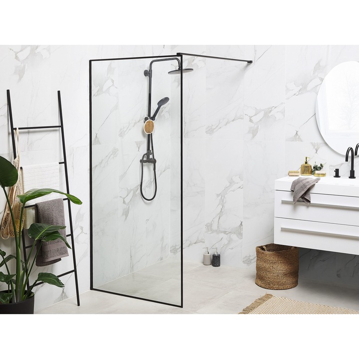 Zuhanyparaván Edzett Üvegből Fekete Kerettel 90 x 190 cm WASPAM