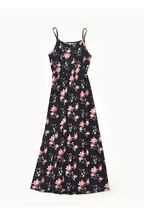 Дамска рокля, щампа на цветя, черно-червена, размер L