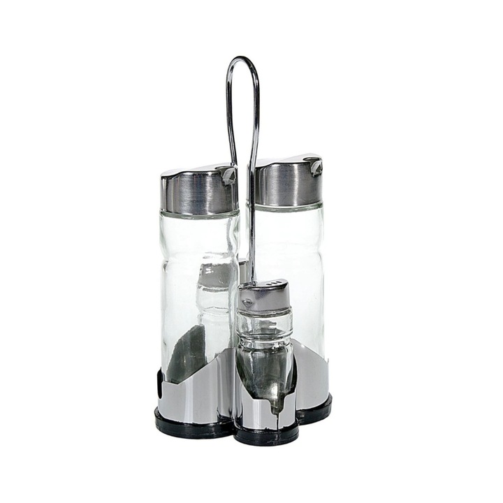 Set 4 piese solnite si oliviere, sticla