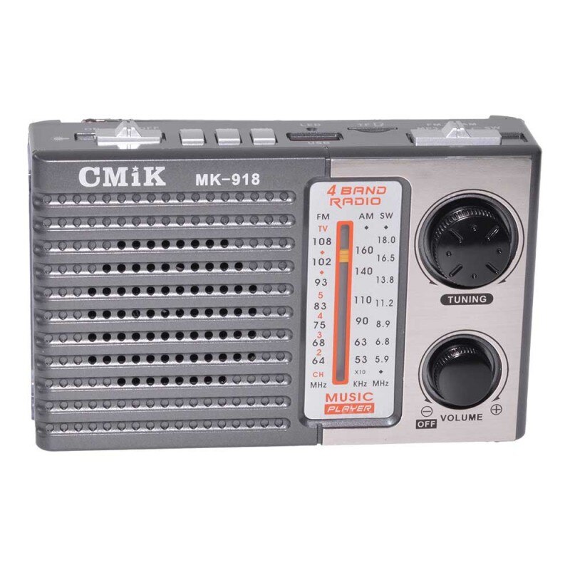Radio Portabil CMIK, cu, MP3, Bluetooth, USB, Card TF, cu Lanterna, 135 x 85 x 45 mm, Gri