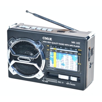 Radio Portabil CMIK, cu MP3, Bluetooth, USB, Card TF, Maro cu Negru Radio Portabil CMIK, cu MP3, Bluetooth, USB, Card TF, Maro cu Negru