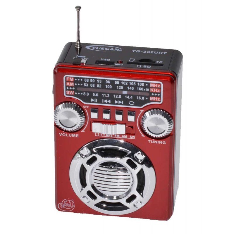 Radio Portabil CMIK, cu MP3, USB, Card TF, cu Lanterna, 120 x 90 x 52 mm, Rosu cu Negru