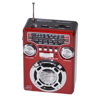 Radio Portabil CMIK, cu MP3, USB, Card TF, cu Lanterna, 120 x 90 x 52 mm, Rosu cu Negru Radio Portabil CMIK, cu MP3, USB, Card TF, cu Lanterna, 120 x 90 x 52 mm, Rosu cu Negru