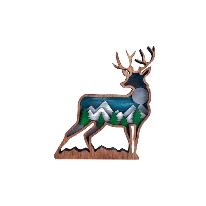 Decor HandyHands din lemn mai multe straturi cerb 25 cm x 26 cm