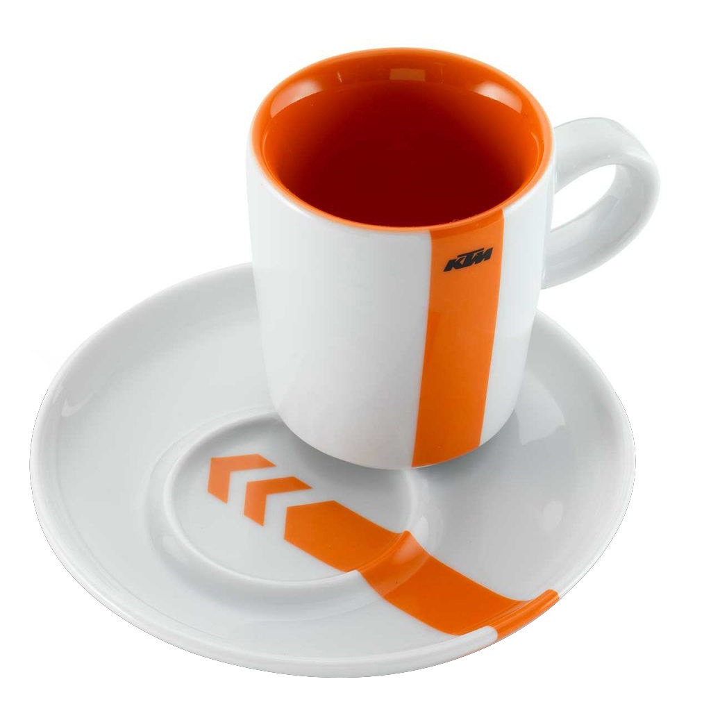 Set 2 cesti expresso KTM, culoare alb / portocaliu