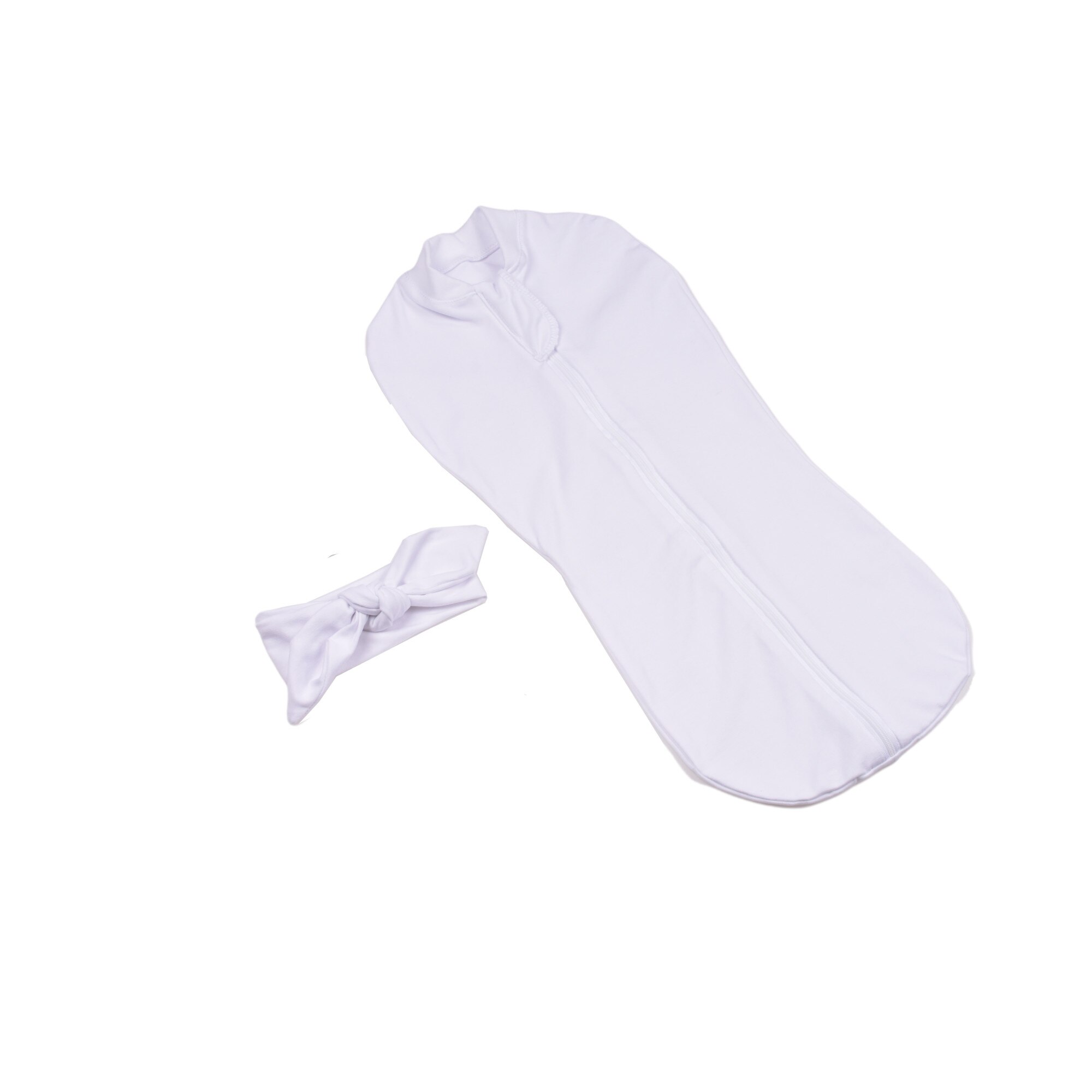 Set 2 piese sistem de infasat 0-3 luni si bentita bambus alb