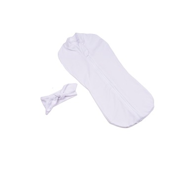 Set 2 piese sistem de infasat 0-3 luni si bentita bambus alb Set 2 piese sistem de infasat 0-3 luni si bentita bambus alb