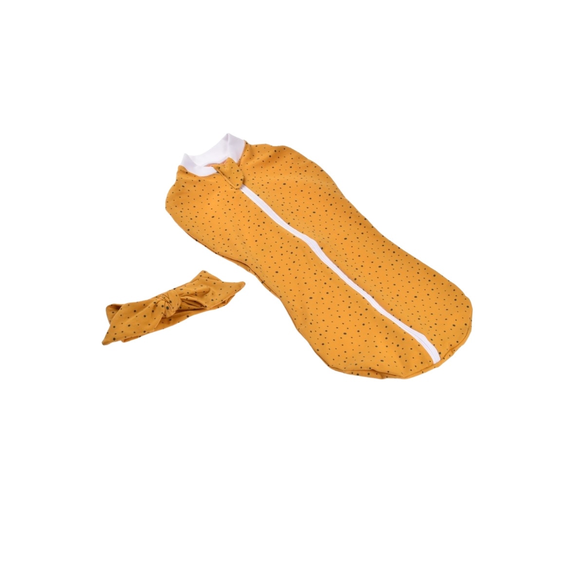 Set 2 piese Sistem de infasat si bentita bumbac model galben cu buline negre