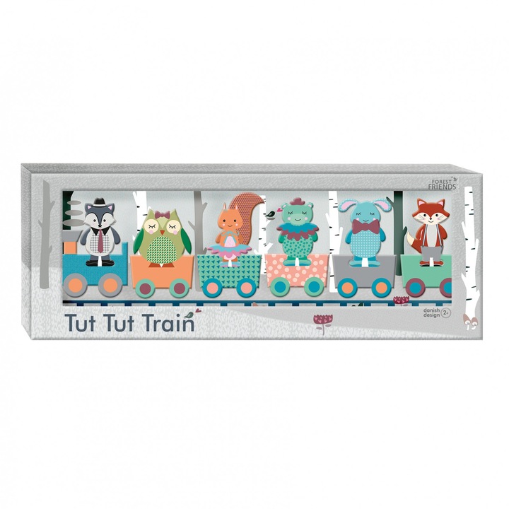 Дървен пъзел Tut Tut Train - Forest Friends, Barbo Toys, Wood, + 2 години