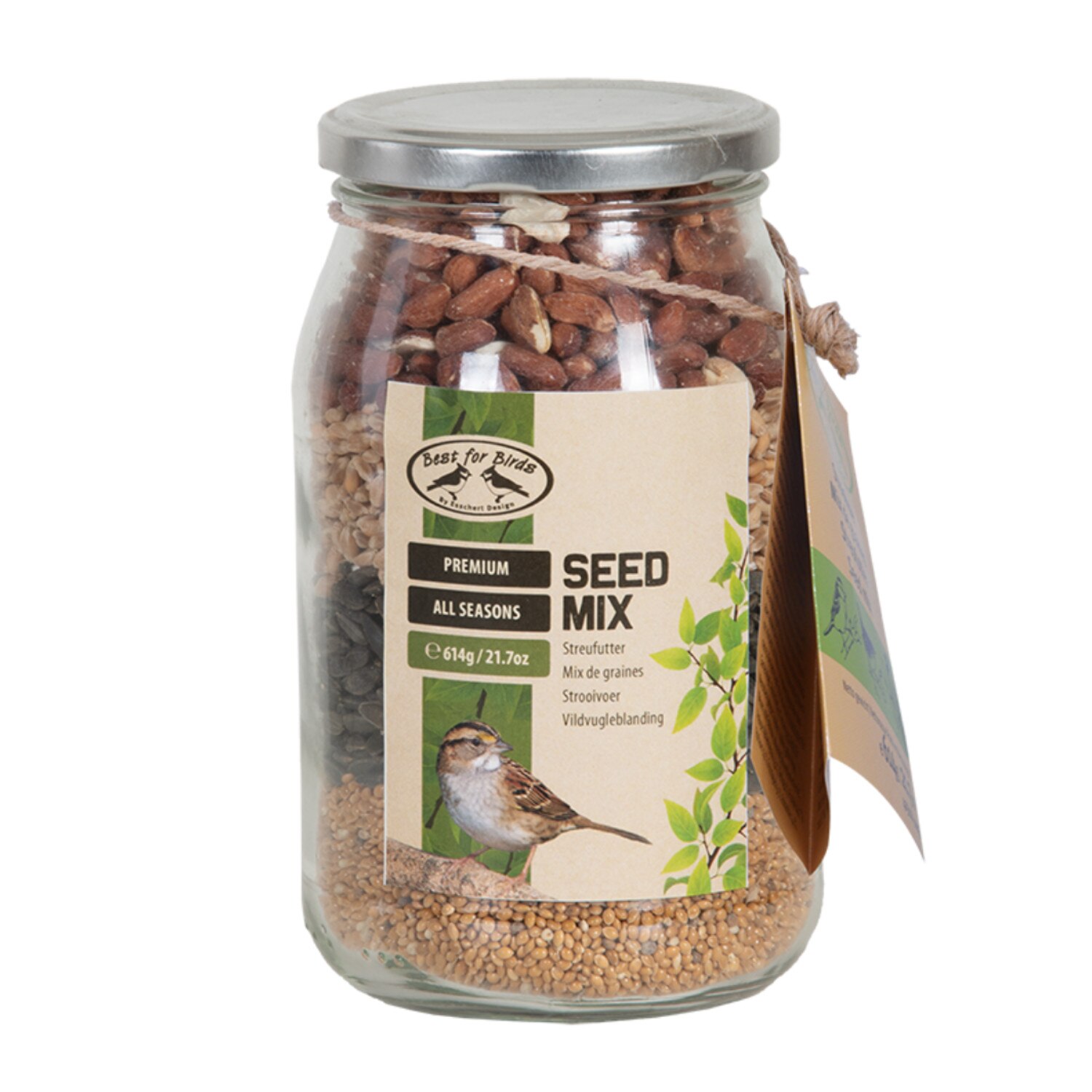 Borcan cu seminte pentru pasari, 614 g