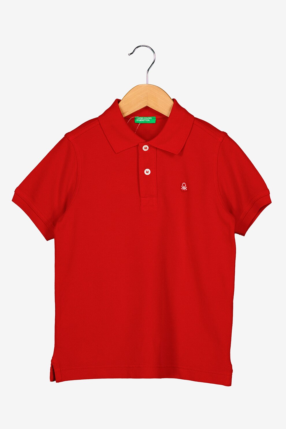 United Colors of Benetton, Tricou din bumbac organic cu detaliu logo brodat, Rosu